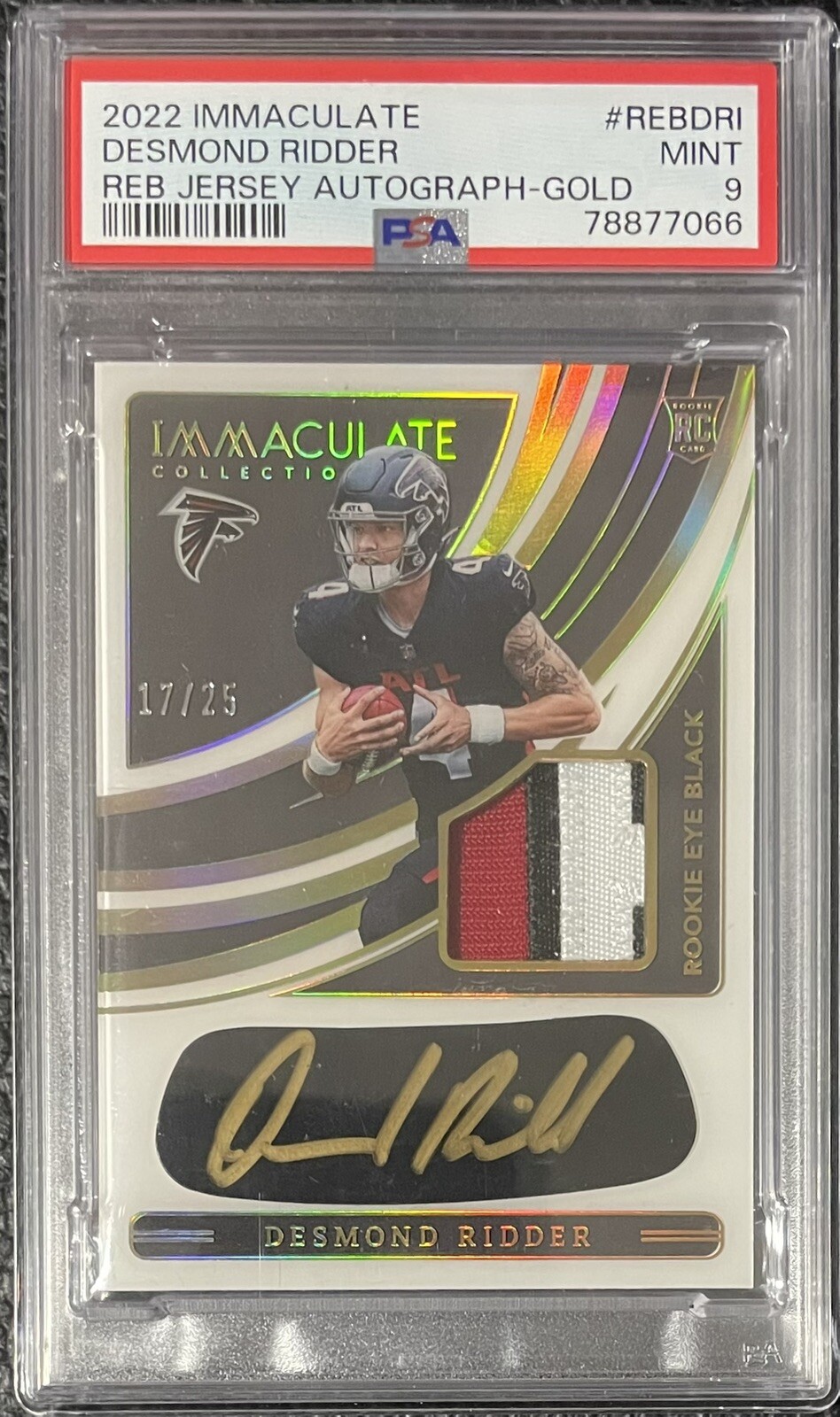 Desmond Ridder Panini Immaculate Collection Immaculate Rookie Eye Black Jersey Autographs #REBDRI Gold