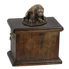 Solid Wood Casket Staffordshire Bull Terrier mom Memorial Urn for Dog's ash