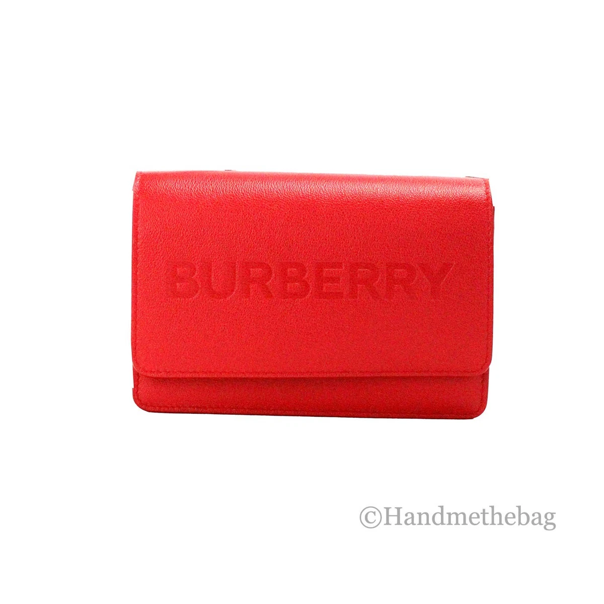 Burberry Hampshire Small Red Embossed Logo Smooth Leather