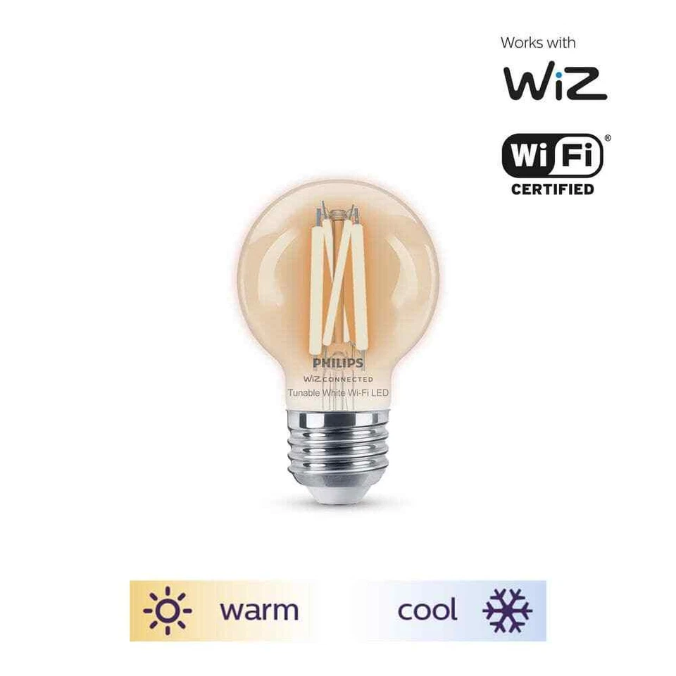PHILIPS 40-W Equiv G16.5 Smart Wi-Fi LED Light Bulb Tunable White, WiZ Bluetooth - Image 4 of 4