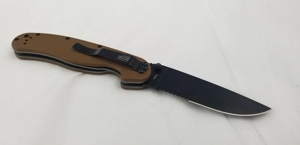 Ontario RAT 1 Linerlock Coyote Brown Folding AUS-8 Serrated Pocket Knife  - Image 3 of 4