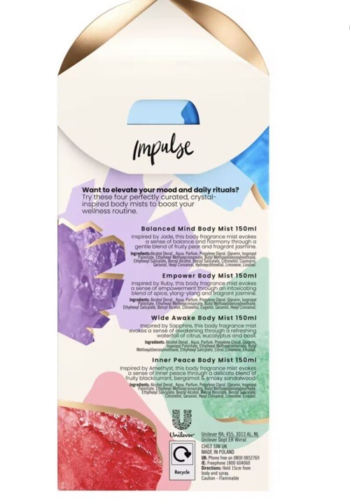 Impulse Be Crystal Clear Body Mist Gift Set 4X150ml eBay