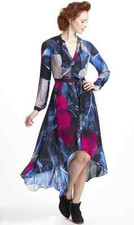 NEW Anthropologie Silk Gemma High-Low Shirt Dress Leifsdottir Maxi Blue Magenta