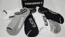6 PACK CONVERSE KIDS NO SHOW SOCKS. WHITE, BLACK  GREY. SZ 7C-10C
