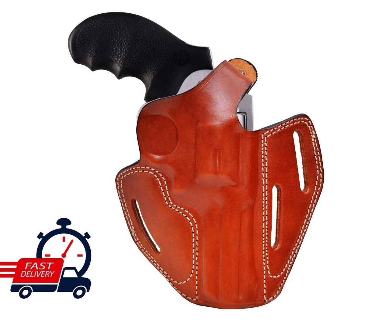 Leather Belt Holster Fits Taurus 856, 605, 905, 82 - 3 Slot Style - Thumb Break-image