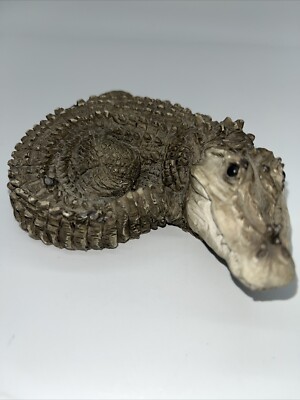 Stone Ware Clay Pottery Alligator Garden Figurine Hand Painted