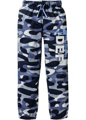 Jungen Sweathose Gr. 158 Mattsilber Mittelblau Bedruckt Jogginghose Pants Neu