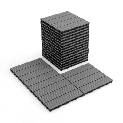18PCS Patio Slatted Tile Interlocking Wood Flooring Waterproof Without Warping