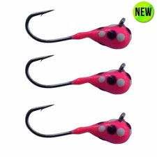 3 Pack - Tungsten Ice Fishing Jigs - PINK WONDERBREAD GLOW (6 Size Variations)