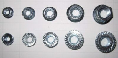 500PC Coarse Serrated Flange Lock Nut Zinc 1/4-20 5/16-18 3/8-16 7/16-14 1/2-13