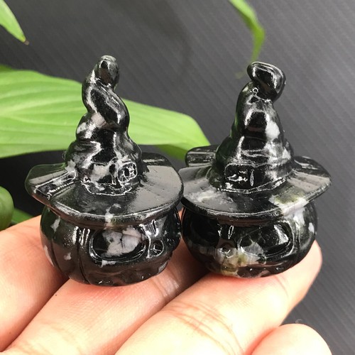 1 pieza Natural Desconocido Calabaza Mago Sombrero Calavera Cuarzo Cristal Estatuillas 1.5" - Imagen 10 de 10