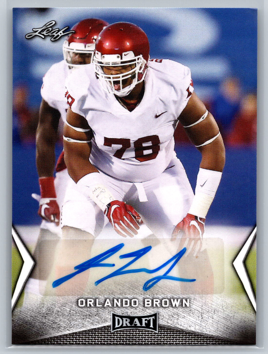 Orlando Brown Jr 2018 Leaf Draft Rookie Auto BA-OB1 Oklahoma Sooners