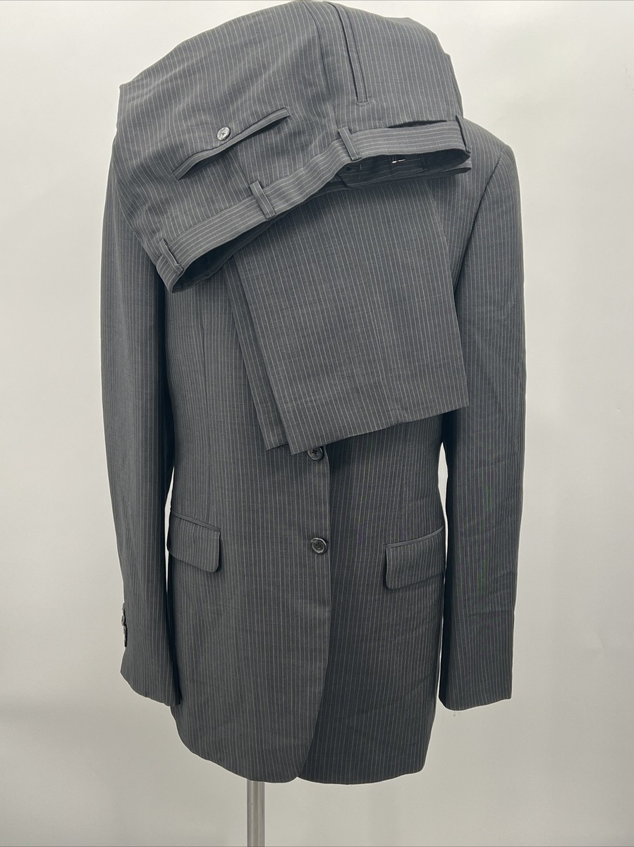 PRADA Milano Charcoal Grey Pinstripe Modern Fit Wool Blend Suit