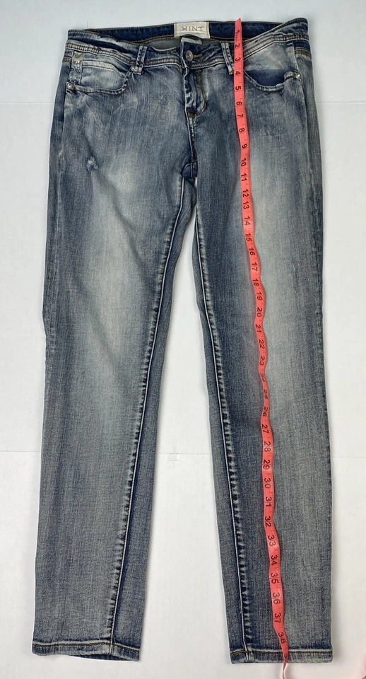 Hint Women’s Size 29 Jeans Rhinestones Blue Denim Skinny Distressed Stretch - Image 2 of 4
