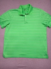 Champion Shirt Mens Extra Large Green And White Striped Golf Rugby Golfing Shirt