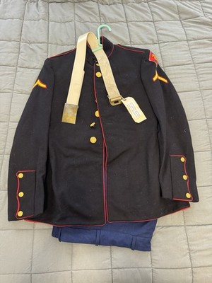 Marine Corps Dress Blues Uniform with Trousers, and belt.Ships  detachment.NAMED | eBay