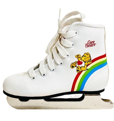 Vintage 1983 Care Bears Ice Figure Skates Brookfield Size 12 Kids White Rainbow