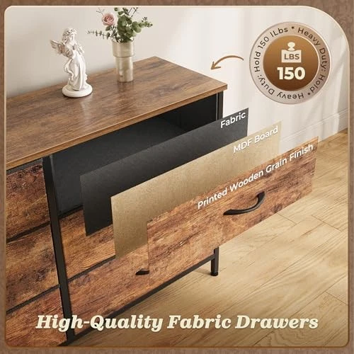  Cômoda de 70 polegadas para quarto, suporte de TV para TV 65, 75, 80 polegadas, marrom rústico 13 - Imagem 2 de 4