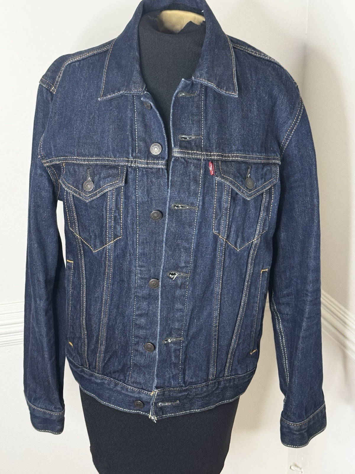 Levi Strauss & Co Men&rsquo;s Blue Slim Fit Jean Jacket Button F