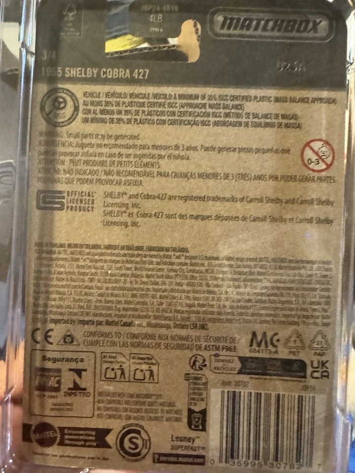 Matchbox 1965 Shelby Cobra 427 Super Chase Mainline 2025 Estuche K Foto 2 de 3