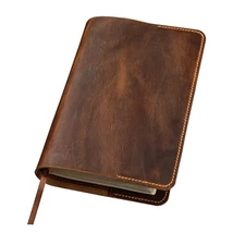 Full grain leather Bible cover case compatible with Giant 9.7" x 6.7" x 1.5"