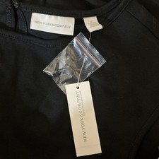 New York & Co Sz M Black Sleeveless Stretch Dress Side Pockets 100% Cotton NWT