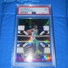 2023-24 Panini Select Rookie Brandon Miller #80 Green White Purple PSA 9 Hornets