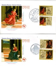 3838/9+ FDC 2  ENVELOPPES  1er JOUR    L' ANNONCIATION   RAPHAELFRANCE + VATICAN