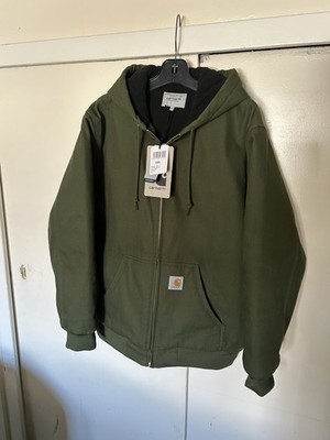 BRAND NEW OLIVE GREEN CARHARTT WORK IN PROGRESS JACKET XXL WITH HOOD 2XL