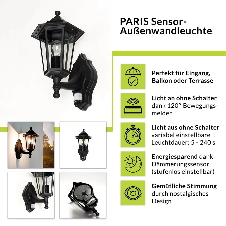 Wandleuchte schwarz inkl. heller 10,5W LED Alu Aussenleuchte Wandlampe außen Gla - Bild 2 von 4