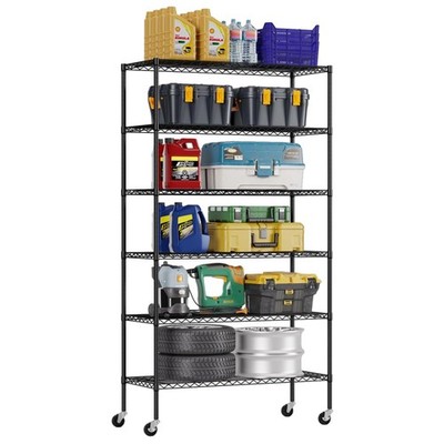 Luxury 6-Tier Adjustable Wire Shelving   2100 lbs, Tool-Free Assembly & Wheels