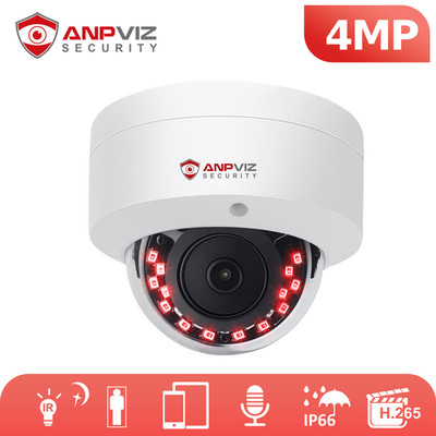 Anpviz 4MP PoE IP Security Camera AI Human Detection Metal Mic IP66 ONVIF IR Nig