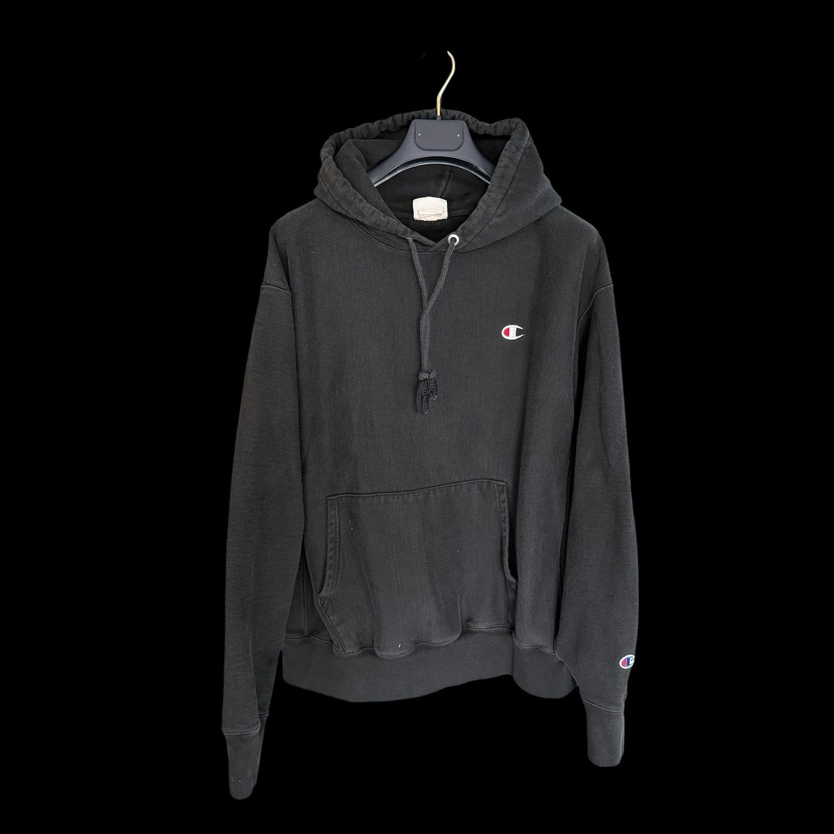 90s champion reverse weaveブラックL size 90's Champion Reverse Weave Hoodie XL Black Pullover Sweatshirt