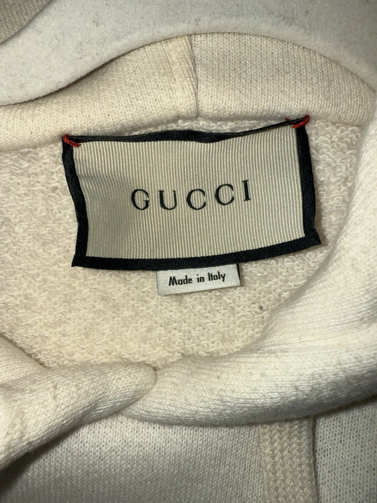 Autentica Felpa Gucci Uomo Oversize con Logo Felpa con Cappuccio Bianco Crema Medium