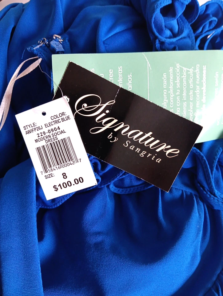 Vestido Signature by Sangria Azul Eléctrico FORMAL Talla 8 Nuevo con Etiquetas Sujetador Incorporado Rtl $100 Foto 4 de 4