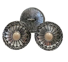 3PC Antiqued Silver Flower Metal Buttons Sewing Button with Shank 30mm