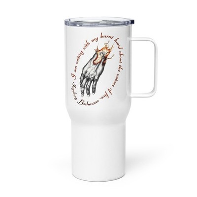 Ingeborg Bachmann Quote Travel mug Burnt Hand Fire Poetry