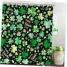 Shower Curtain, 72x72 inch Irish Lucky Green Shamrock Shower St Patricks Day