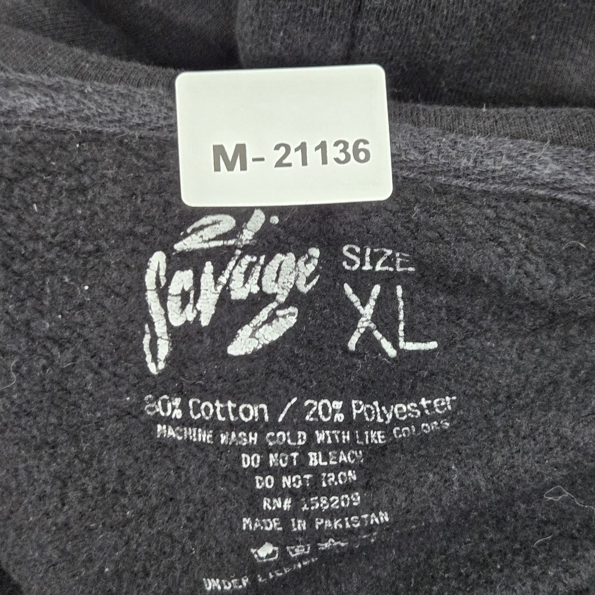 21 Savage Men Hoodie XL Black I Am I Was Tour Fleece Butterfly