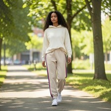 Aviator-nation Womens Cream and Tan Joggers-t...