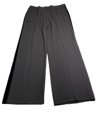 VTG Escada Black Wide Leg Tuxedo Stripe Pants Wool High Waist Size 42
