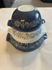 Pyrex 3 Piece Set Colonial Mist Cinderella Mixing Bowls 442 443 444 Vintage