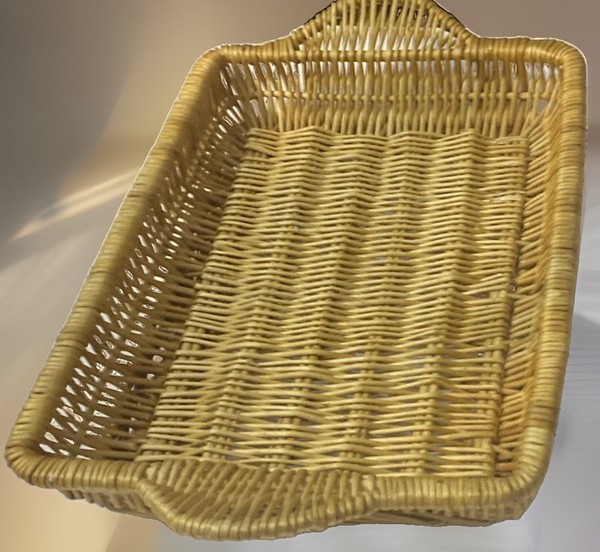 Vintage Hand-Woven Rattan/Wicker Rectangular Serving Tray with Handles 20” X12”