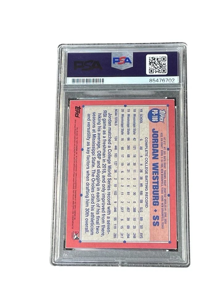 Jordan Westburg Signed Card 2021 Topps Pro Debut Auto #PD-186 Baltimore Orioles - Image 2 of 2