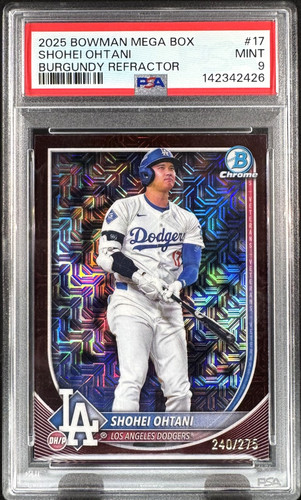 Shohei Ohtani 2025 Bowman Chrome #17 *Burgundy Refractor* Numbered /275 PSA 9