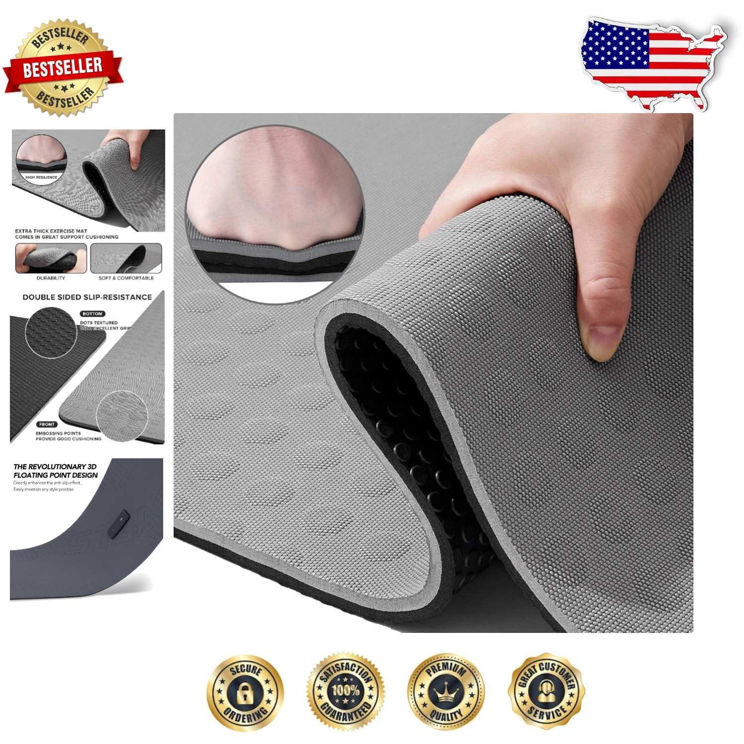 JELS 3D Non-Slip Yoga Mat - 72