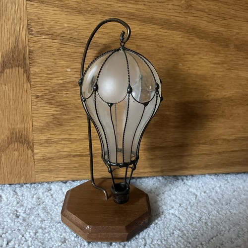 RARE! 1992 Balloonatics Colorado Copper Glass Hot Air Balloon Ornament w/Stand