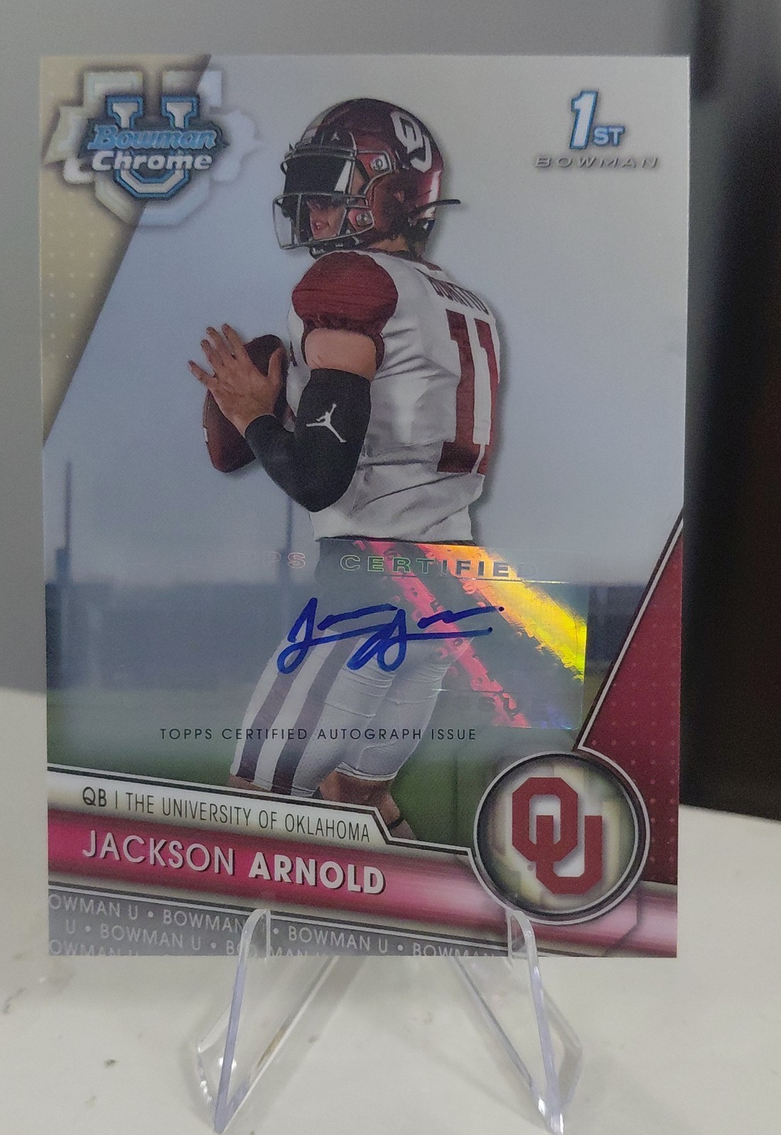 2023 1st Bowman University Chrome Prospect Autographs Jackson Arnold Sooners