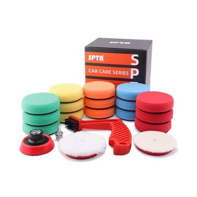 SPTA Drill Polishing Pads Kit, 20pcs 3inch (80mm) Car Foam Polishing Buffing ...