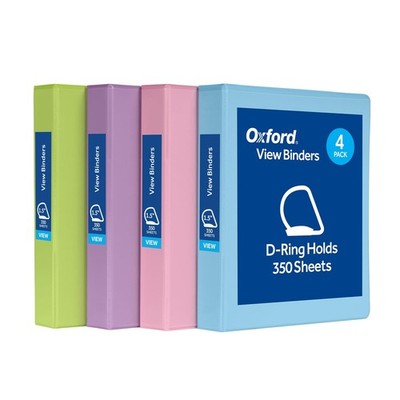 3 Ring Binders 1.5 Inch Slant D Rings, 375 Sheet Capacity, Assorted Pastel